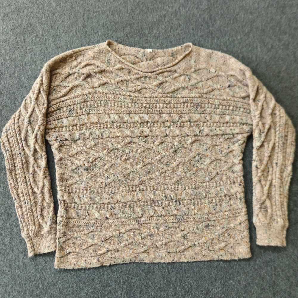 Cable Knit Rollneck Sweater L Tan Coastal Hygge Rory Gilmore Earthy Fisherman